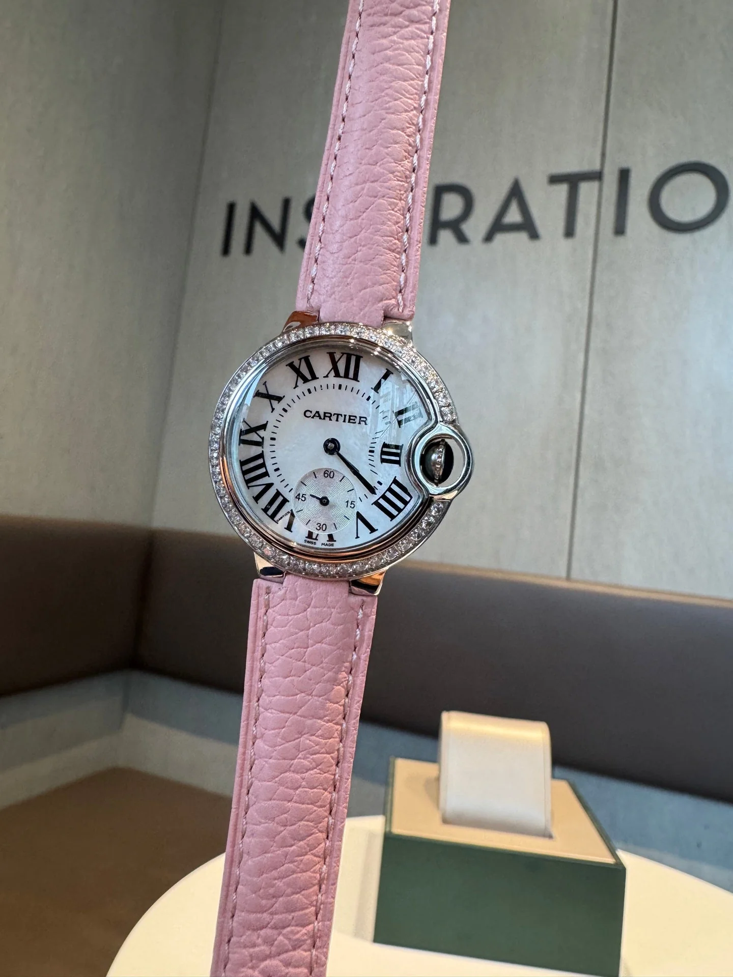 Cartier Watch Bleu Balloon 33mm Silver Pink Diamond