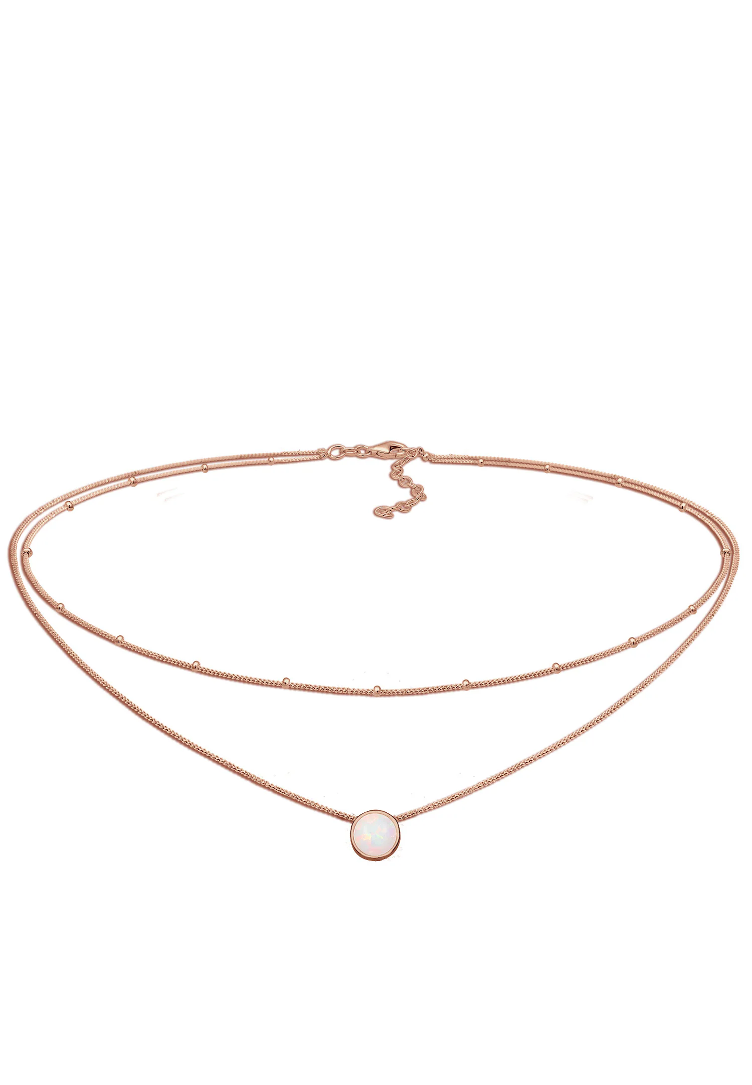 Choker Layer Opal Kugelkette 925 Sterling Silber