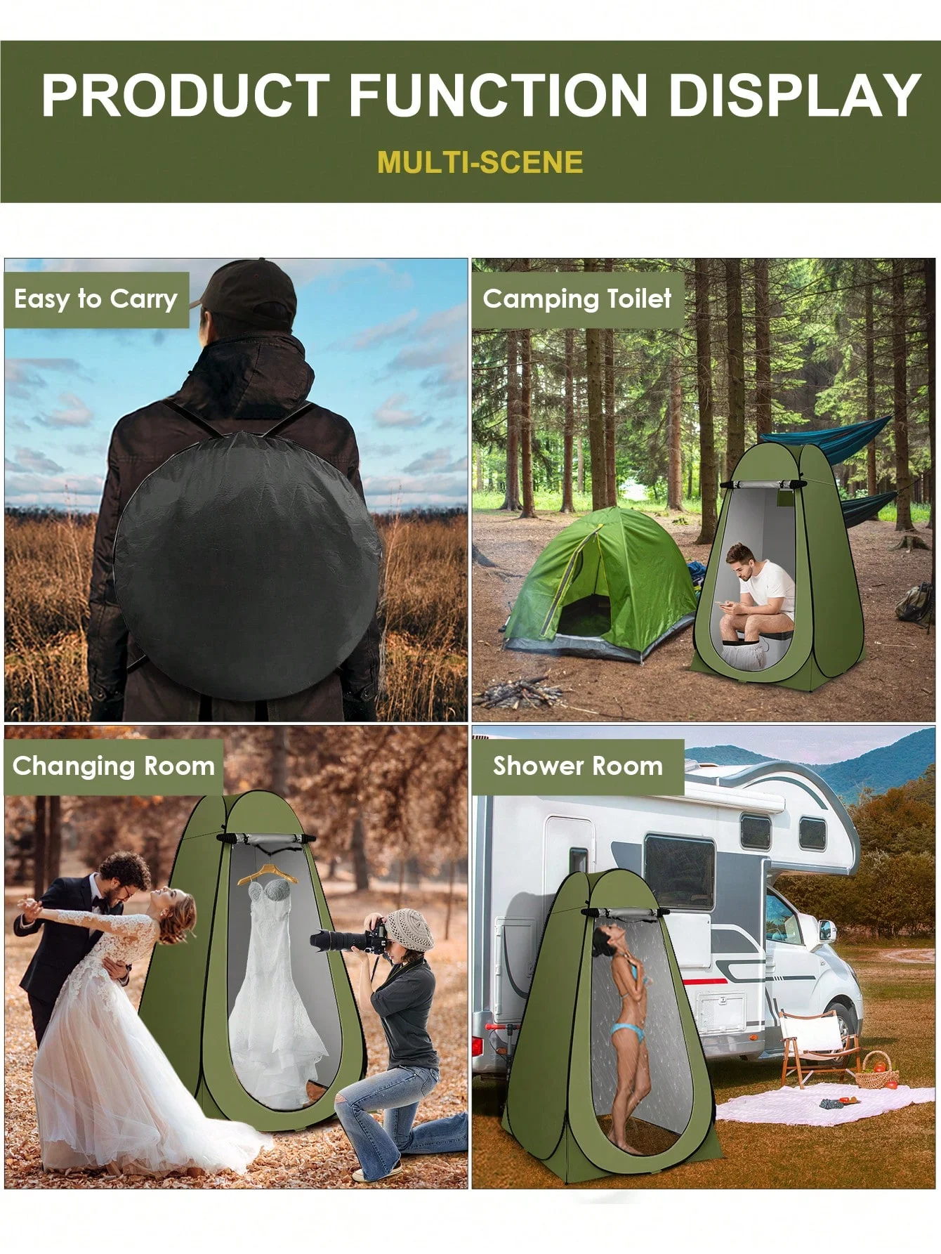 Portable Pop Up Privacy Shower Tent Spacious Changing Room For Camping Hiking Beach Toilet Shower Bathroom