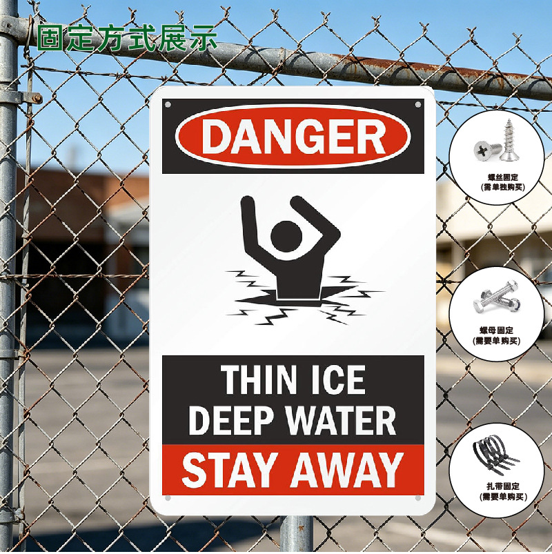 Cross-border Amazon deep water warning signs are suitable for courtyards, farms, aluminum signs, pool and reservoir warning signs