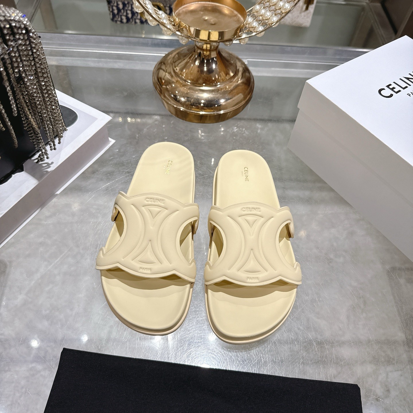 Celine Cuir Triomphe Slides