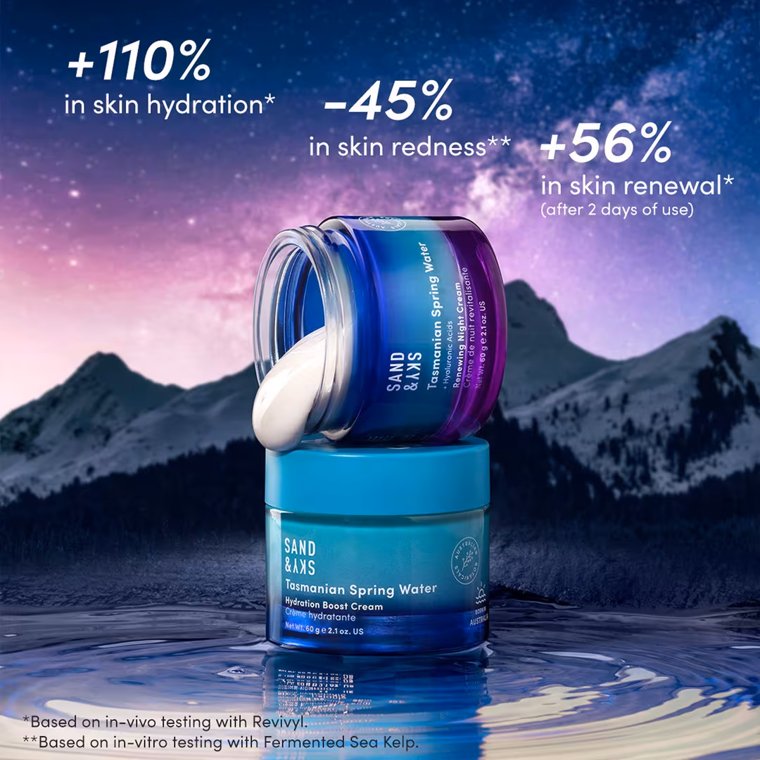 Sand and Sky  Tasmanian Spring Water AM/PM Moisturiser Kit