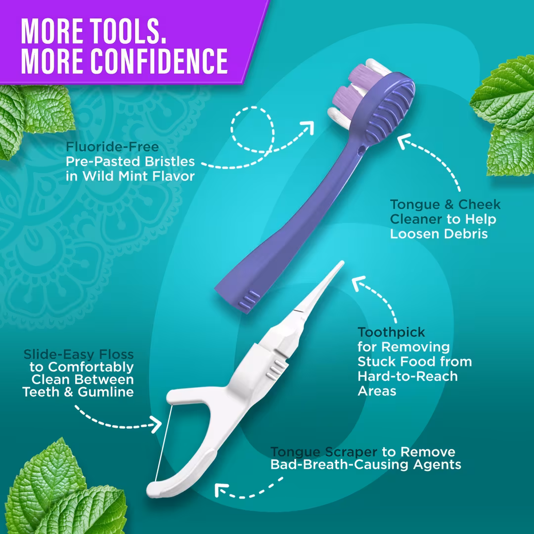 GuruNanda  6-in-1 Ready To Go 2.0 Butter On Gum Disposable Toothbrushes