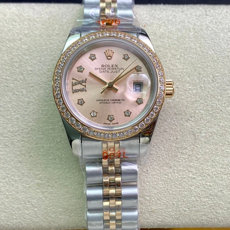Rolex Watch DATEJUST 28 TWO-TONE PINK GOLD DIAMOND BEZEL Watch