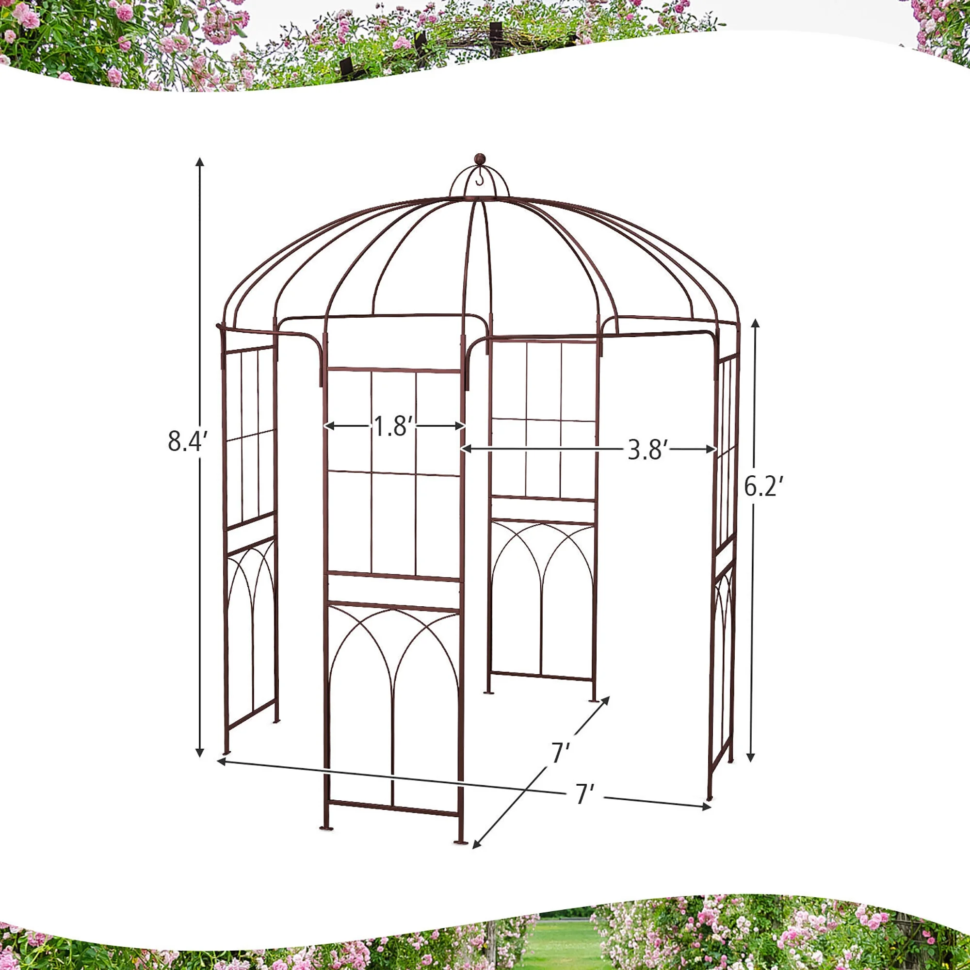 Gymax Birdcage Shape Garden Arbor Pergola Climbing Plants Stand Rack for Wedding Party