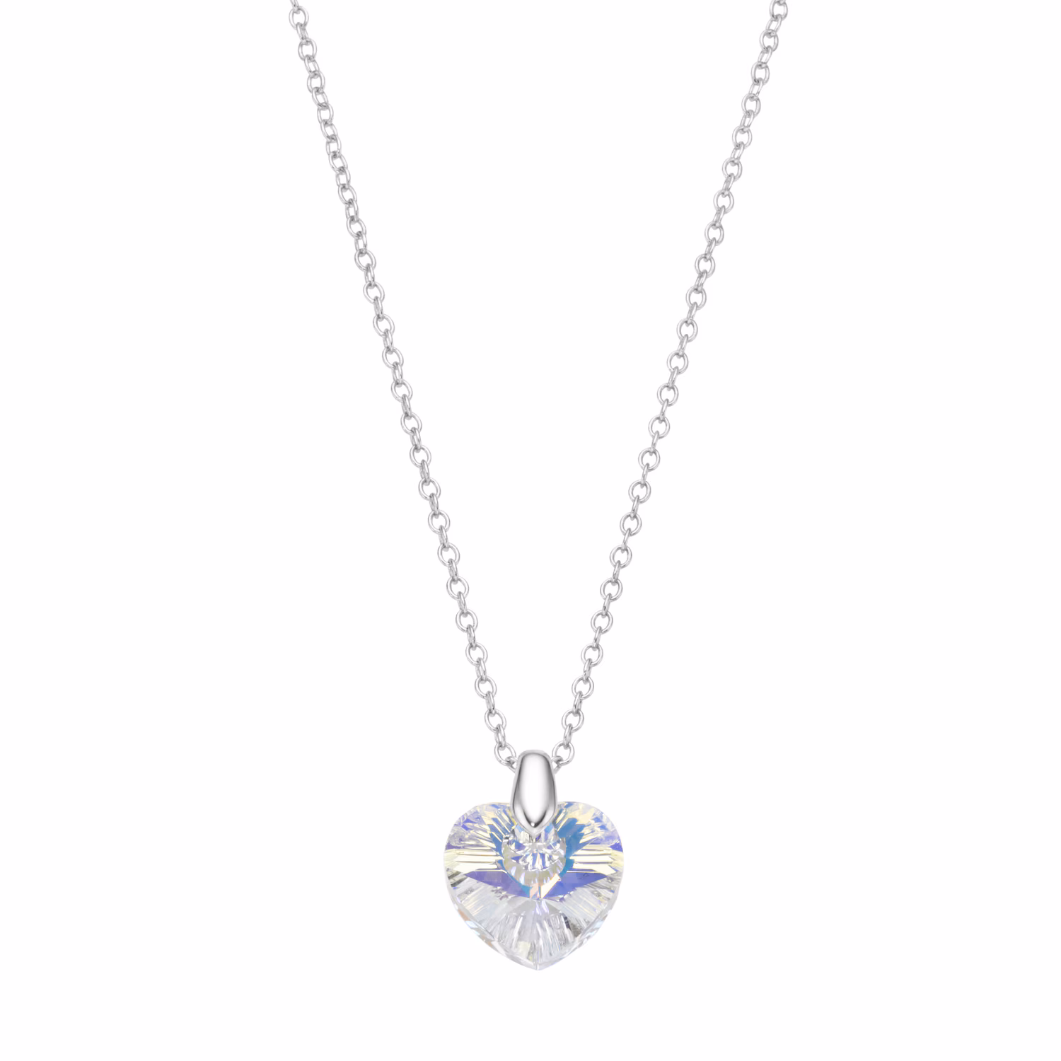 Kette mit Kristall Stein in Herzform, Silber 925