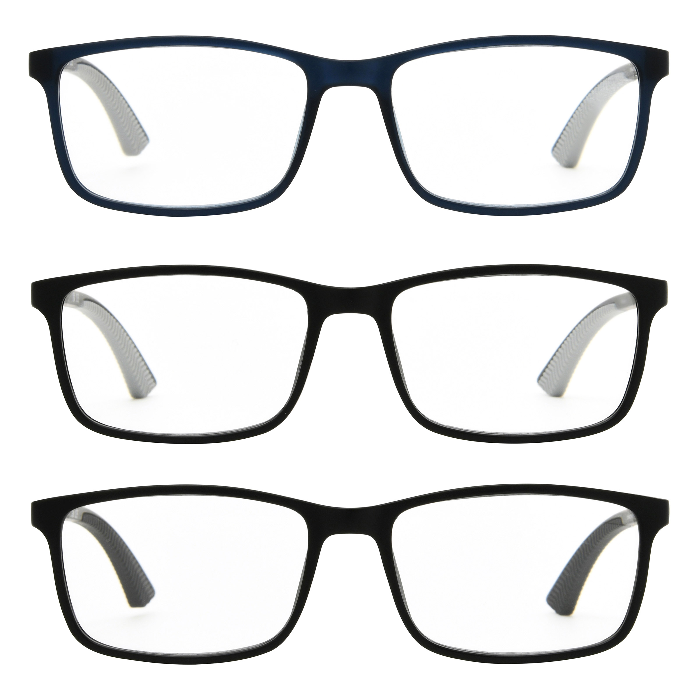 Design Optics by Foster Grant #666 Classic Plastic Rectangle Reading Glasses, 3-pack