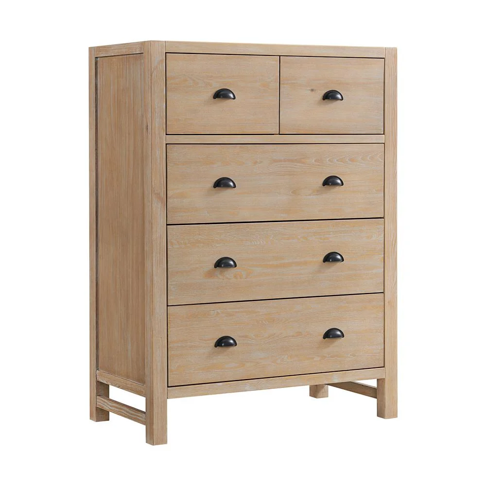 Alaterre Furniture Arden 5-Drawer Wood Chest Dressers for Adult, Solid Acacia Hardwood Storage Unit with Full-Extension Metal Glides