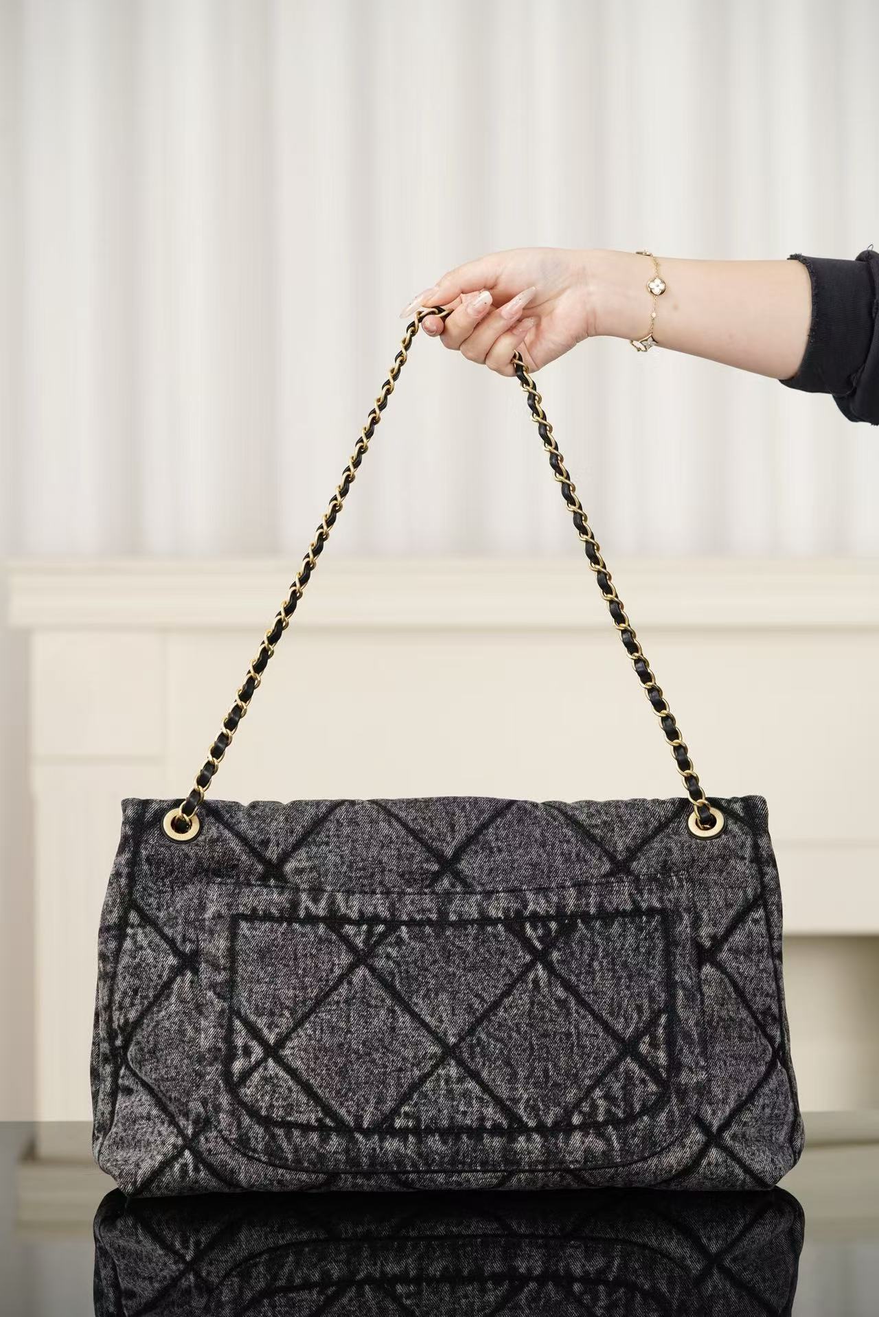 Chanel 25k Double Pocket Cowboy Hobo Black Handbag