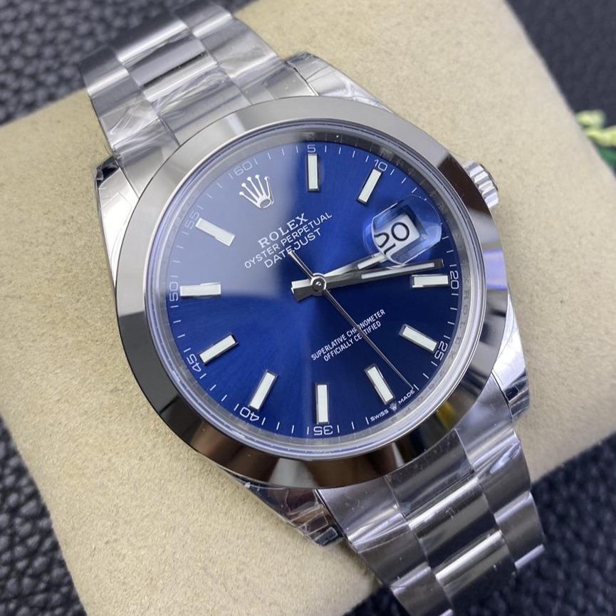 Rolex Watch DATEJUST 41MM SMOOTH BEZEL BLUE DIAL OYSTER BRACELET