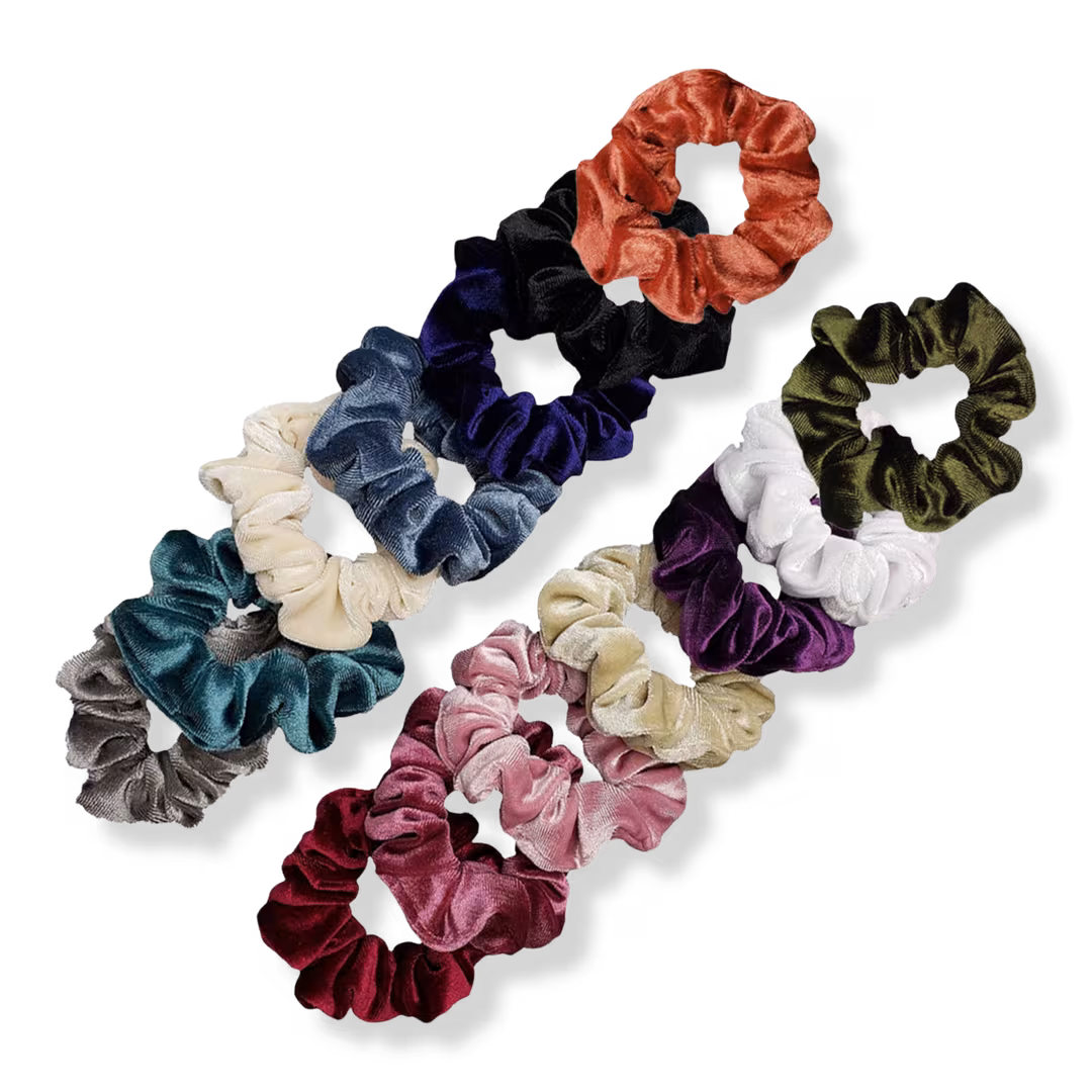 Pink Pewter  Luxe Velvet Scrunchie Set