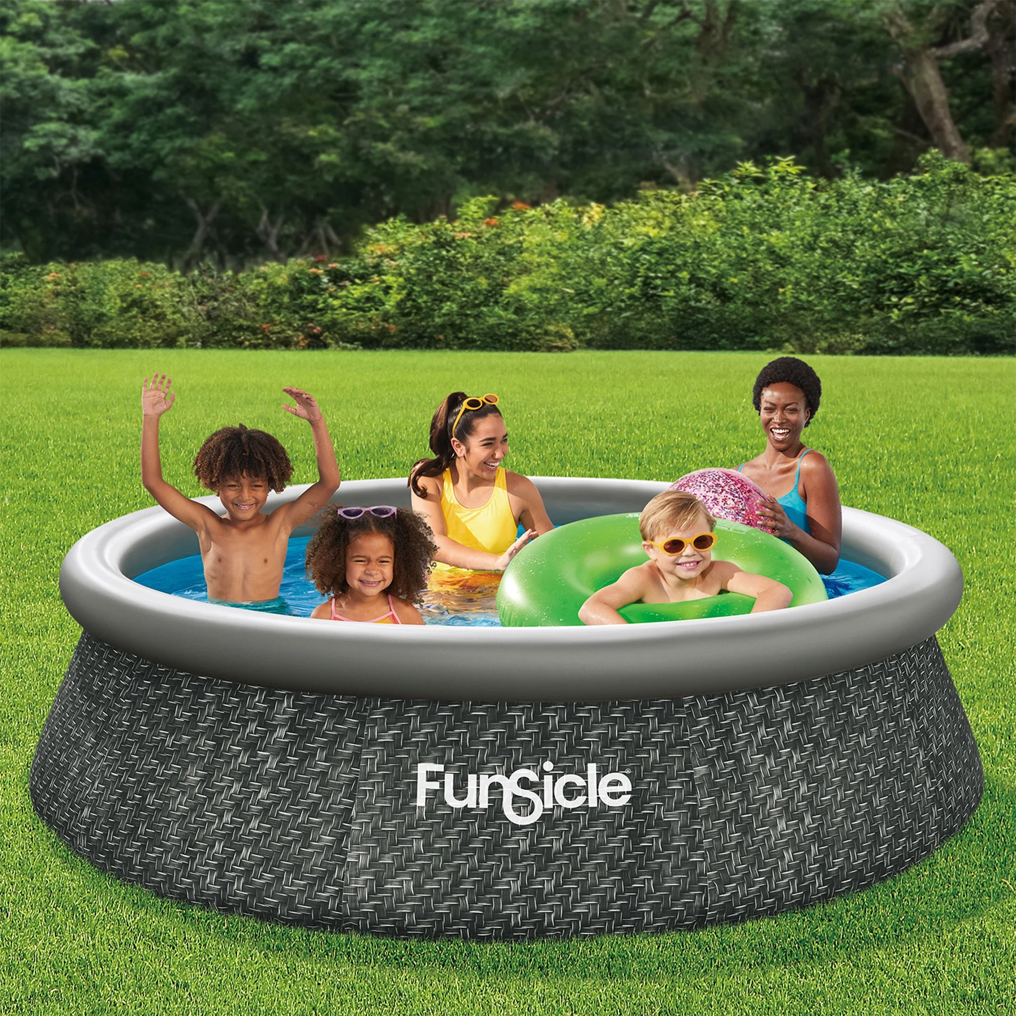 Funsicle QuickSet Designer 10' x 30" Round Inflatable Top Ring Above Ground Swimming Pool Set
