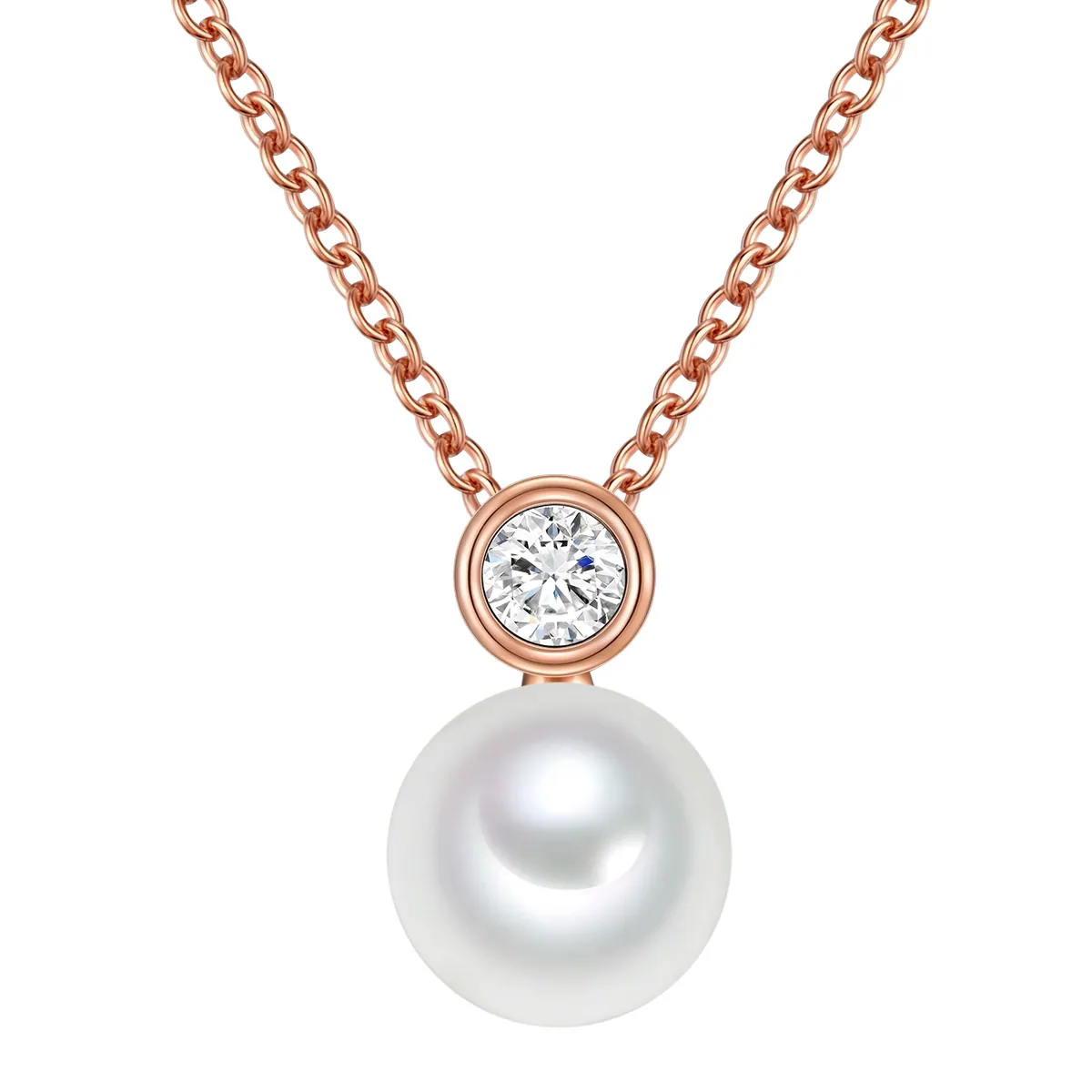 Halskette aus Sterling Silber in silber mit Zirkonia Süßwasser-Zuchtperle