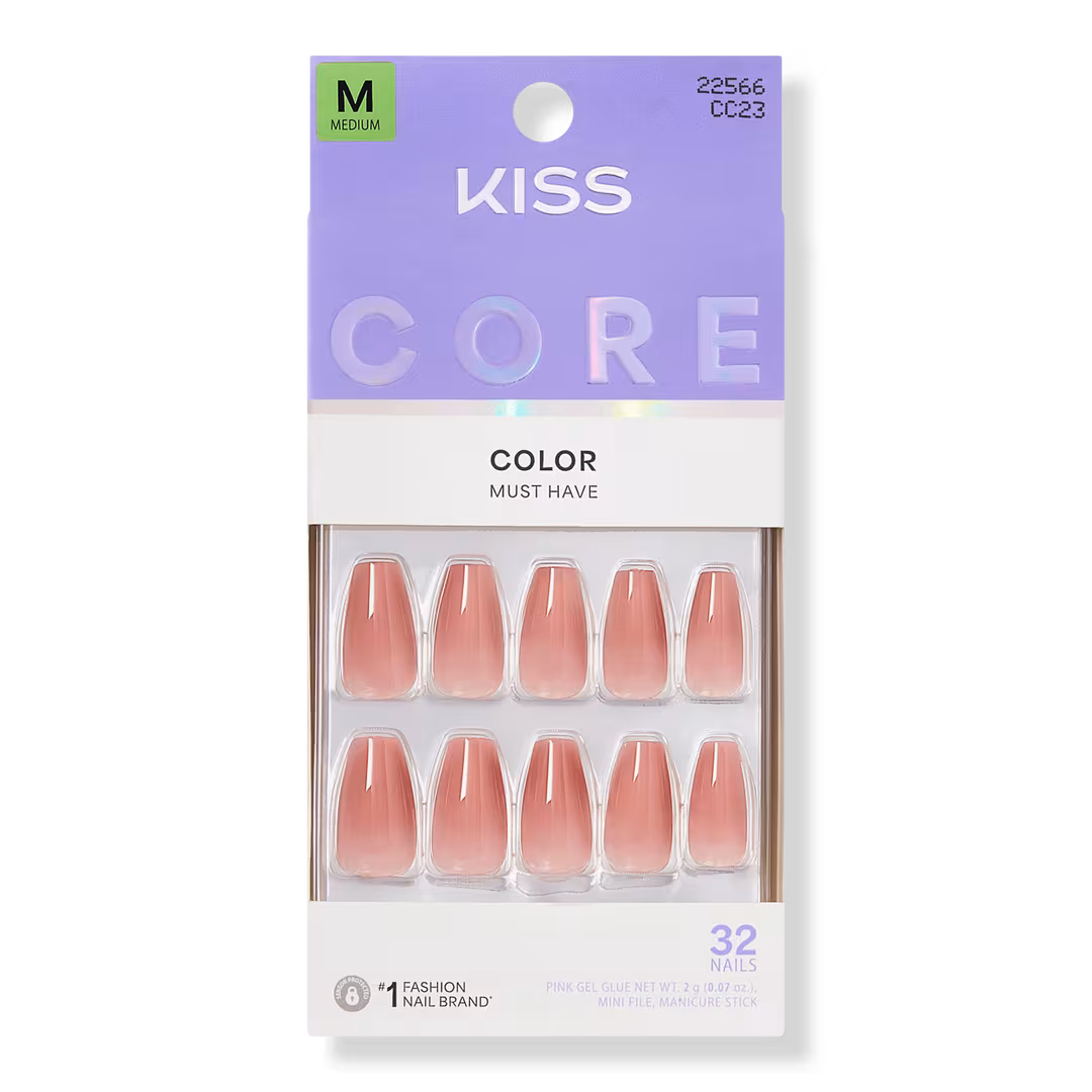 Kiss  Core Color Medium Coffin Press On Nails, Jubilation
