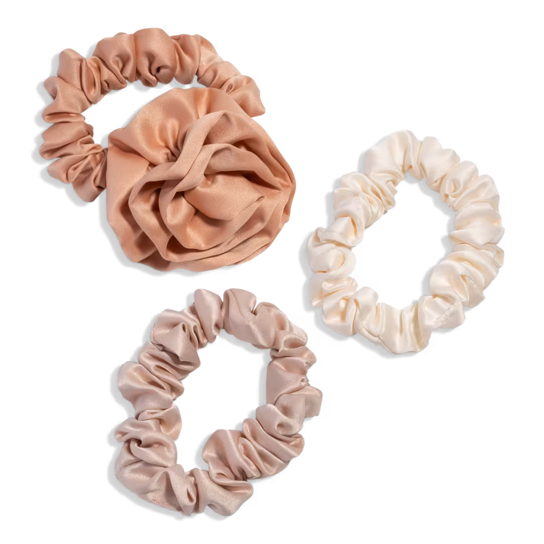 Kitsch  Rosette Ruched Satin Scrunchies