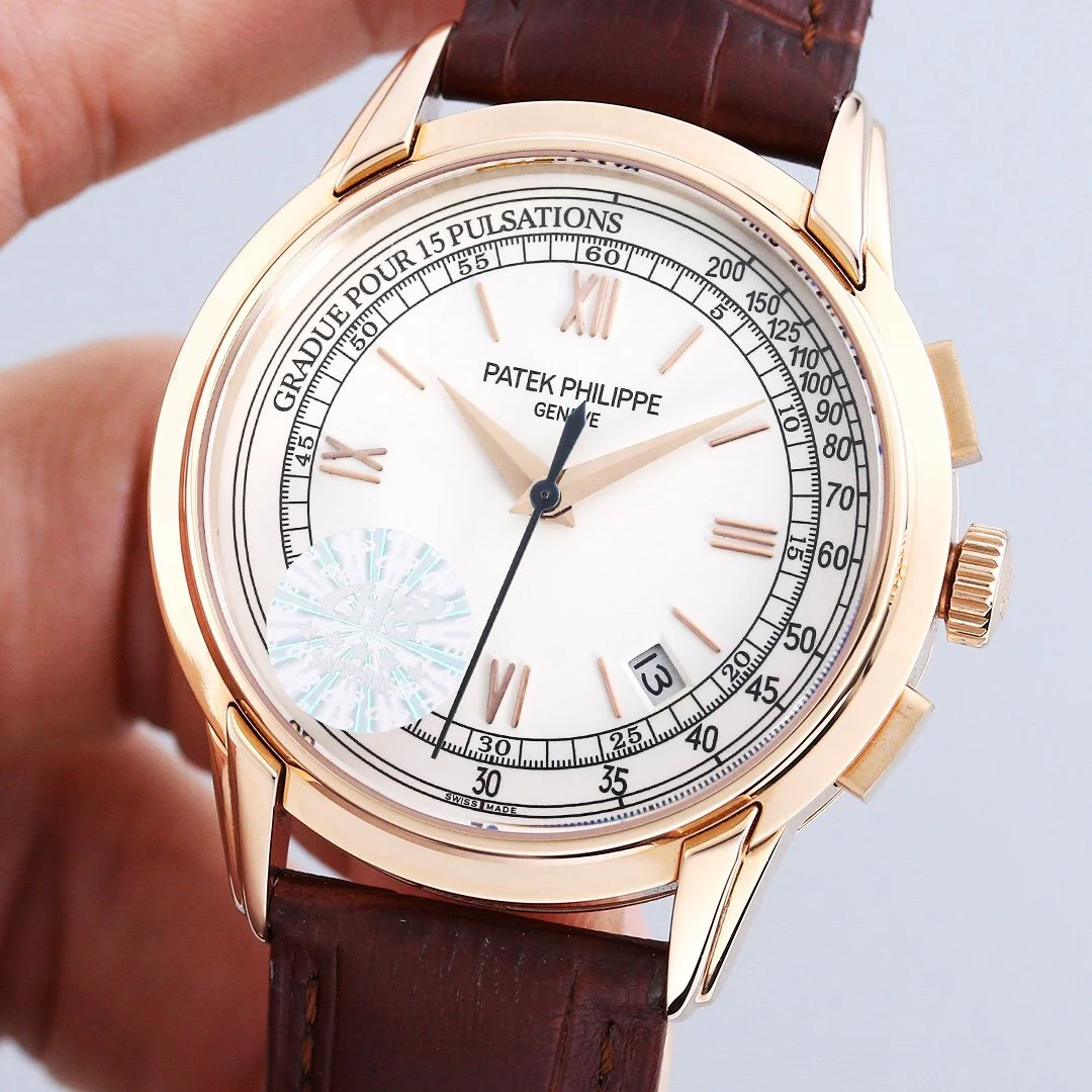 Patek Watch CHRONOGRAPH ROSE GOLD CASE 5975 WHITE DIAL
