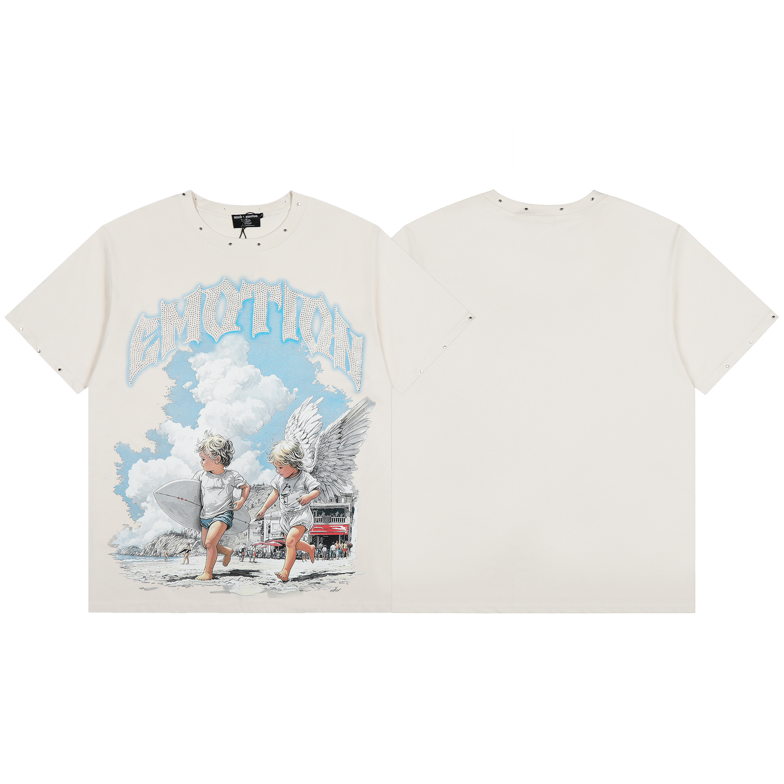 Fresh and minimalist playful doll print short-sleeved shirt