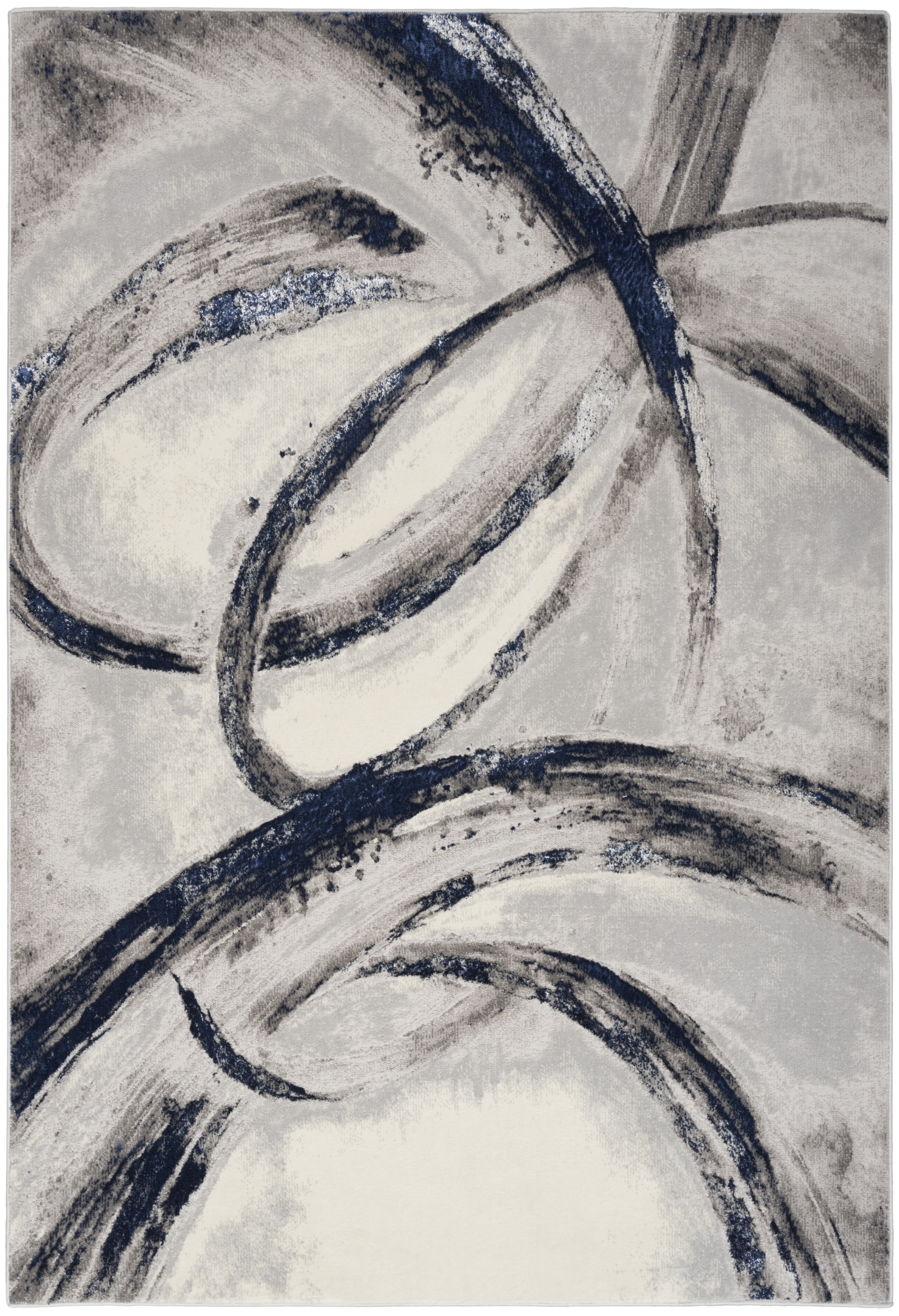 Inspire Me! Home D??cor Brushstrokes Abstract Grey/Navy 5'3