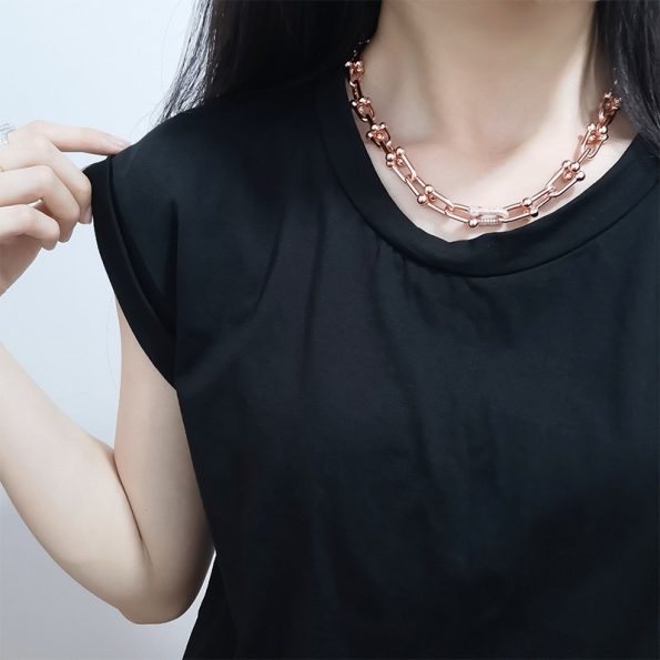 Tiffany Necklace Replica, HardWare Necklace with Diamonds