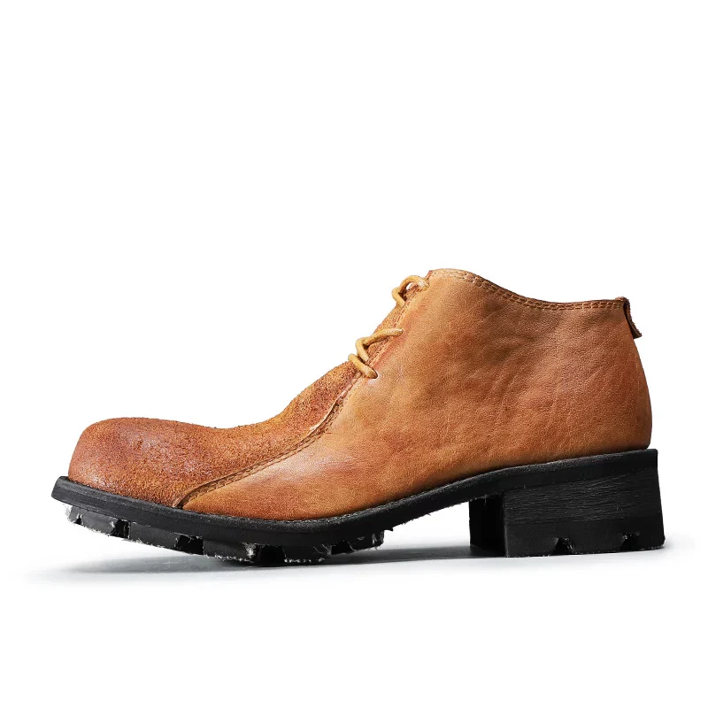 High-top round head low-top tooling casual leather shoes