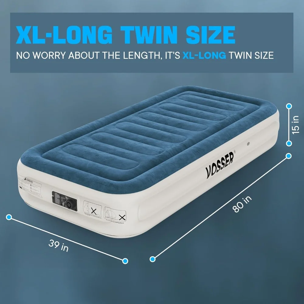 Twin Air Mattress with Built-in Pump, Fast & Easy Inflation/Deflation Inflatable Mattress, Foldable Blow Up Mattress with Storage Bag, Inflatable Bed For Home,Camping,Guests