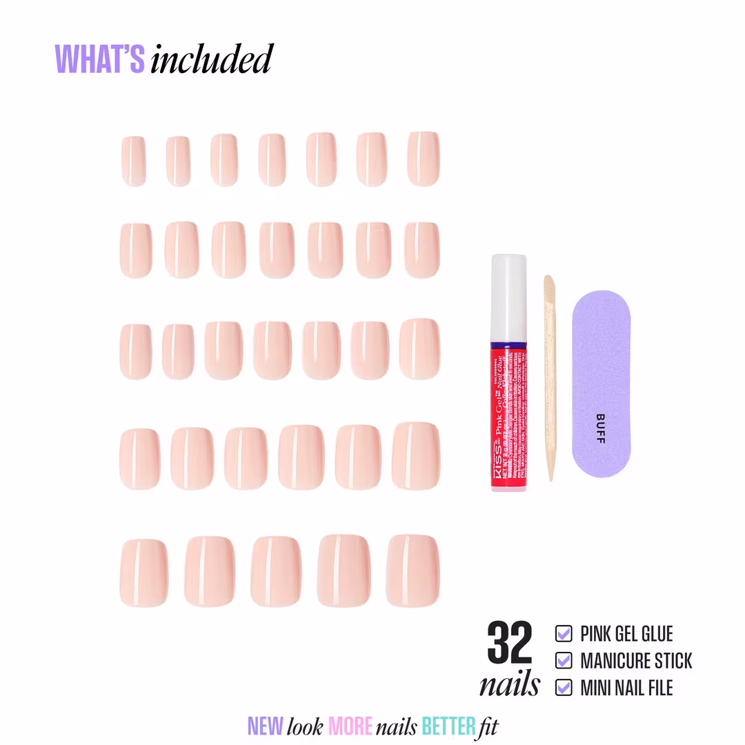 Kiss  Core Color Short Squoval Press On Nails, Aesthetic