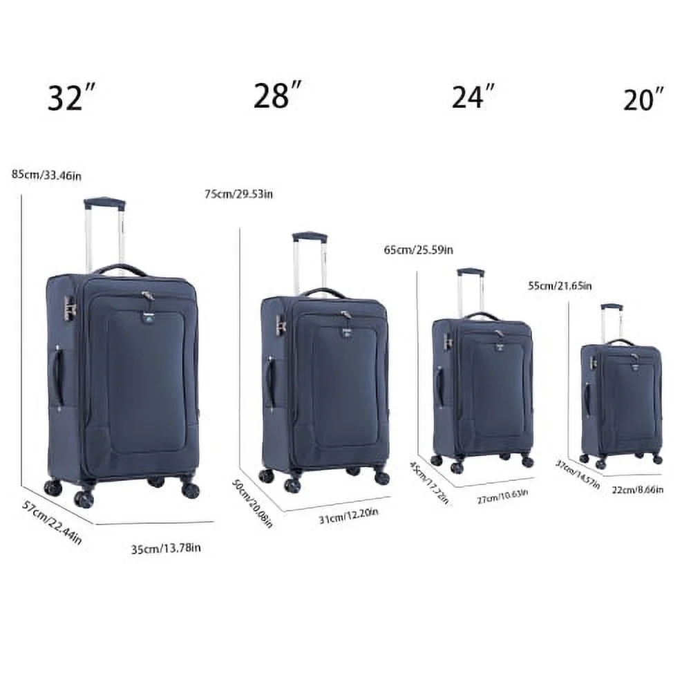 Four-piece fabric luggage set, expandable suitcase for travel, school and business trip (20/24/28/32in)