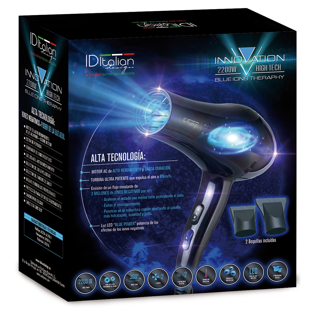 Haartrockner Innovation 2200W High Tech Blau Ionen Therapie