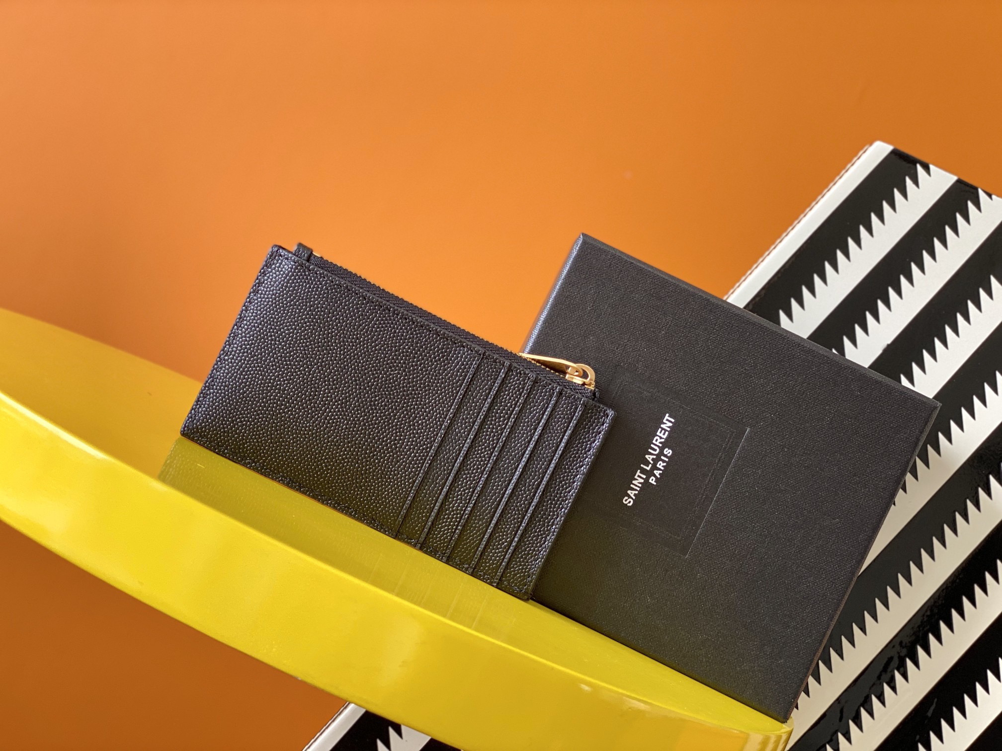 YSL Caviar Zip Card Holder WALLET