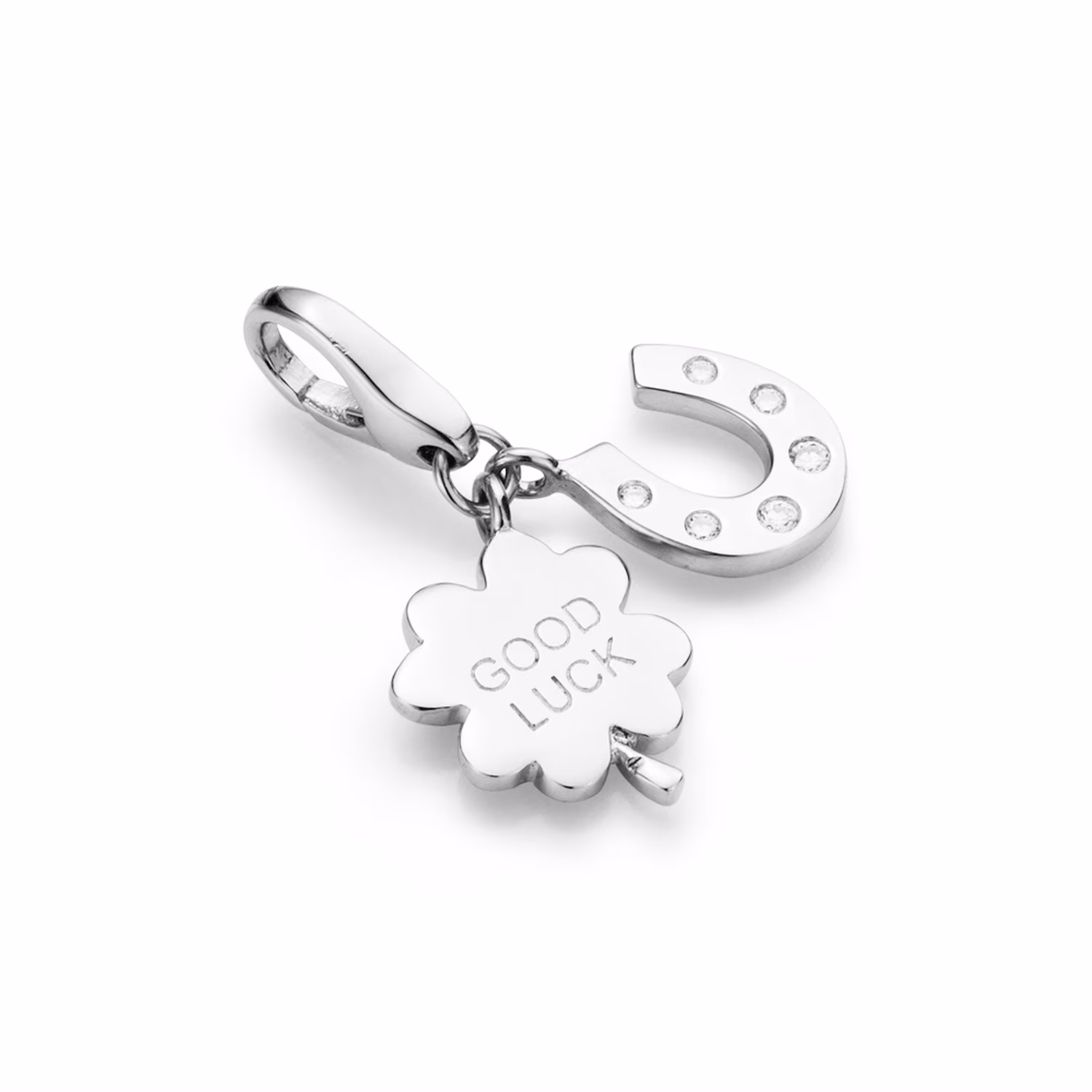 Charm Kleeblatt und Hufeisen, Silber 925
