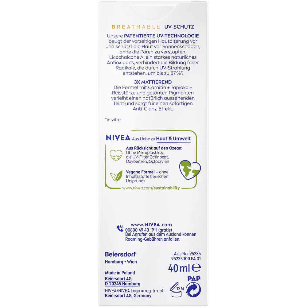 Breathable UV mattierend hell SPF 50+