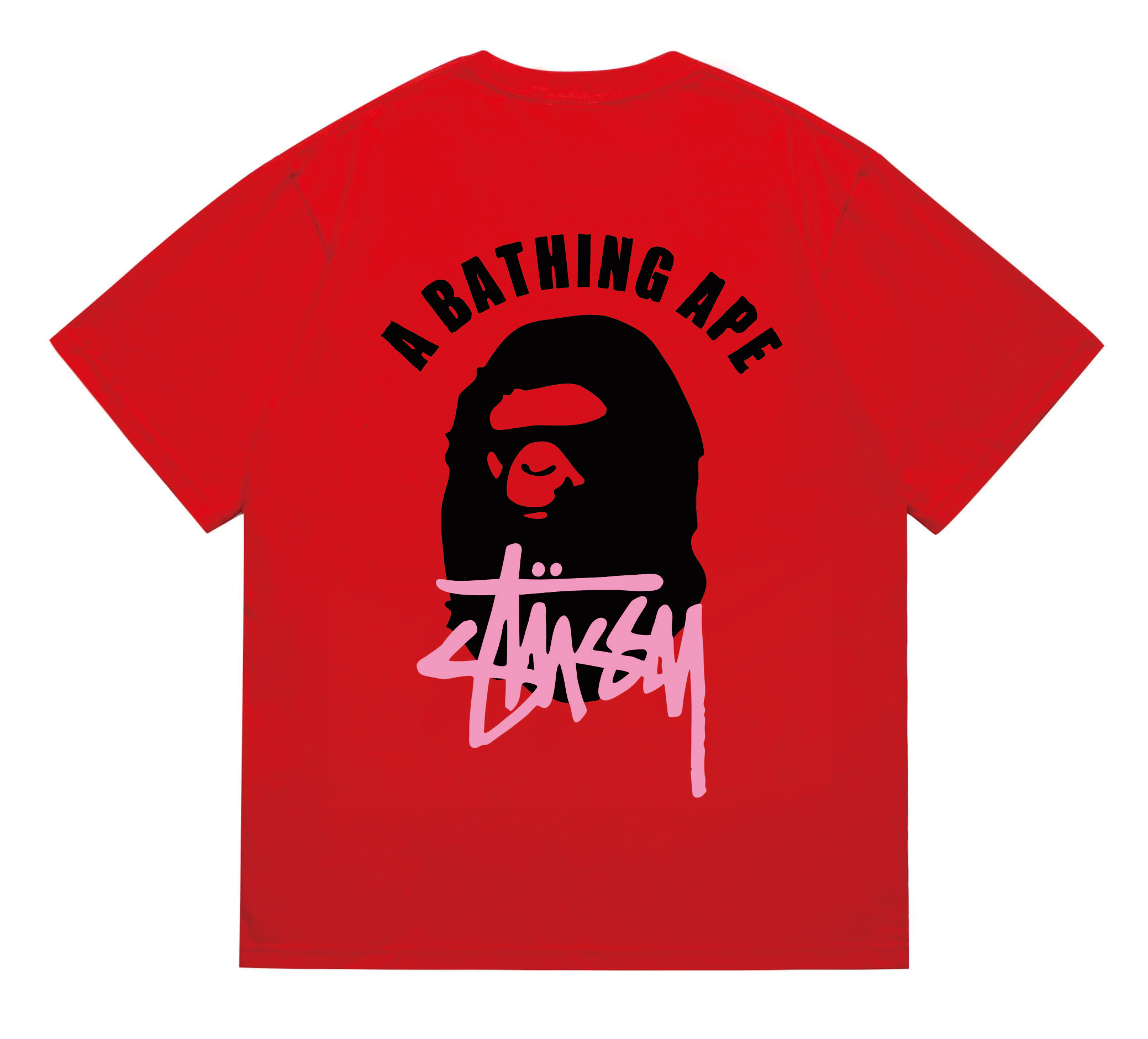 Red sheep simple graffiti logo printed short-sleeved shirt