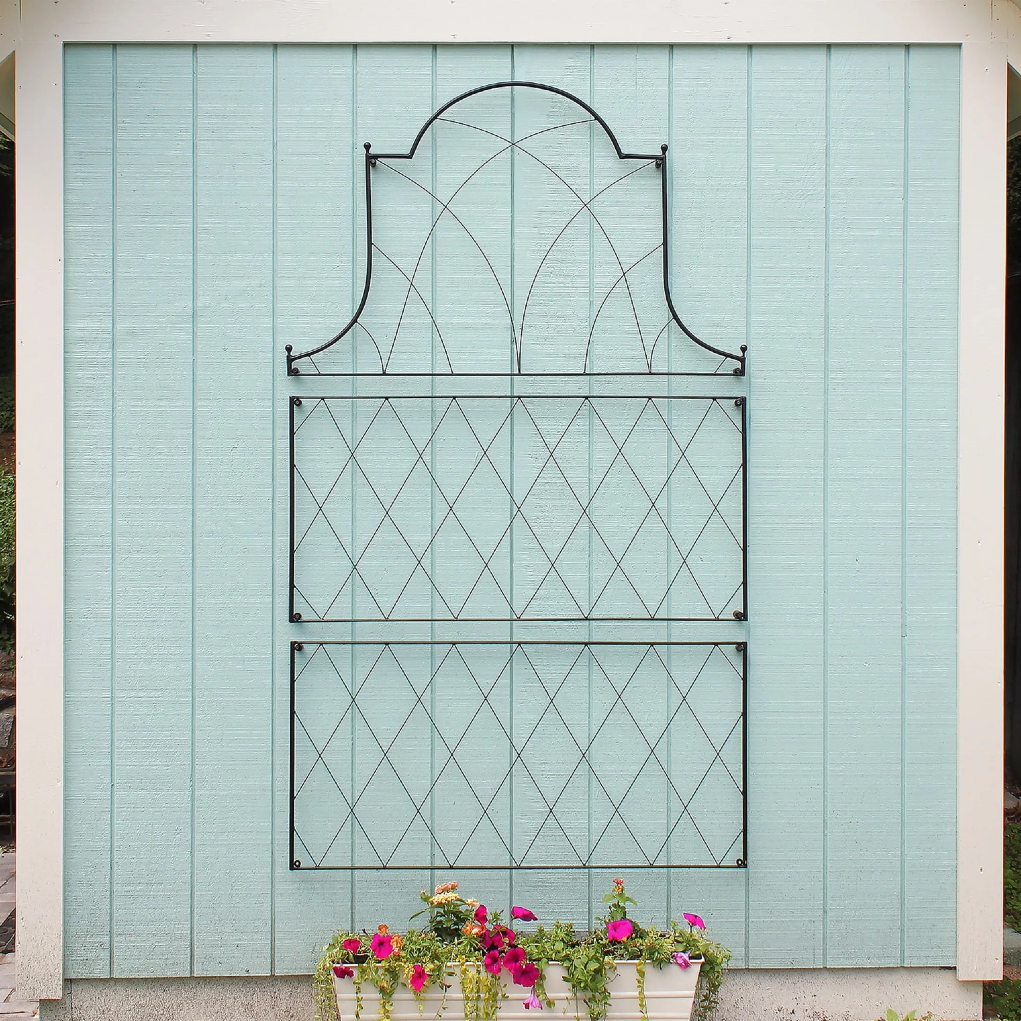Achla Designs Traditional Oxfordshire Garden Trellis Extensions, 46 Inch Wide, Black Powder Coat Finish