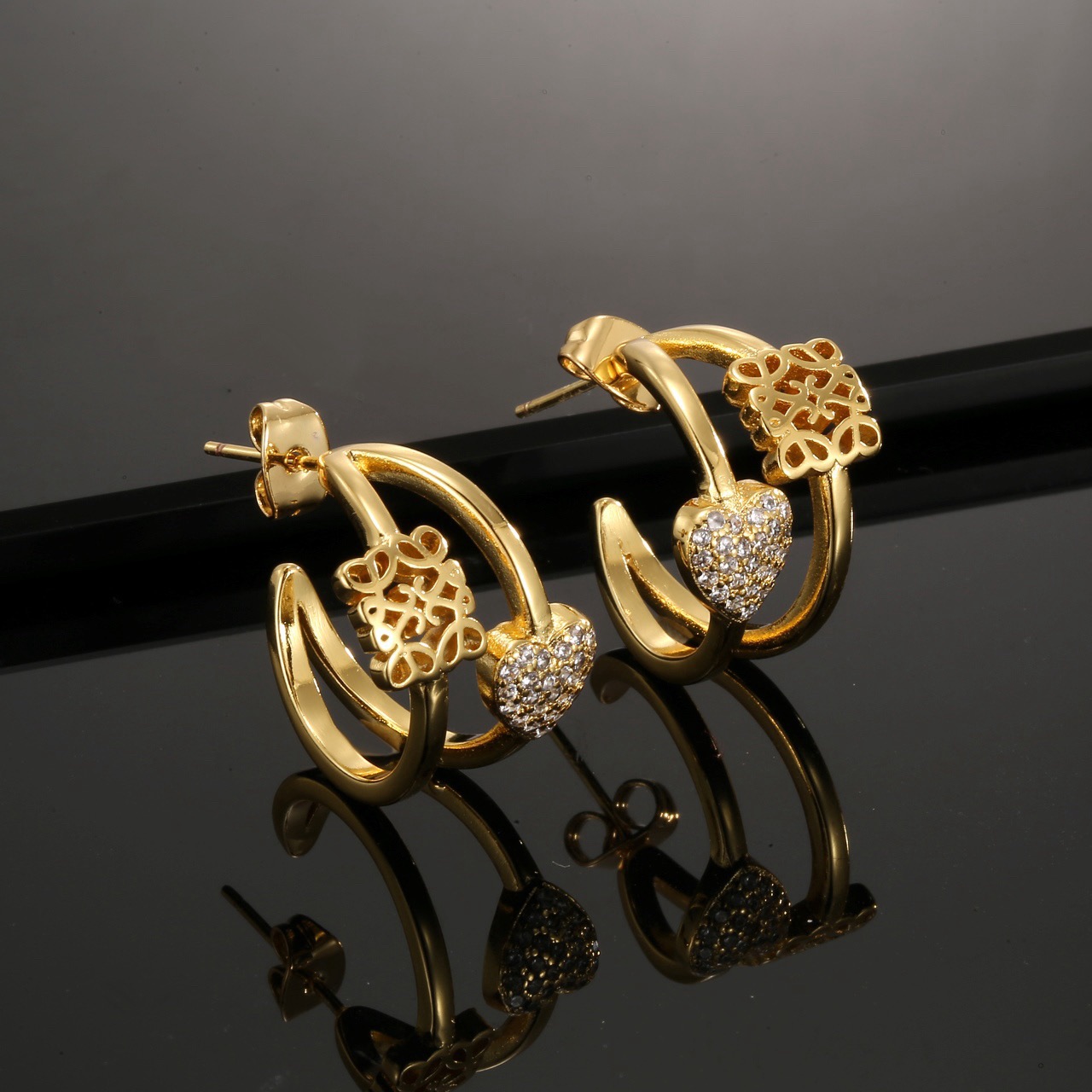 Loewe Gold Double Hoop Earrings