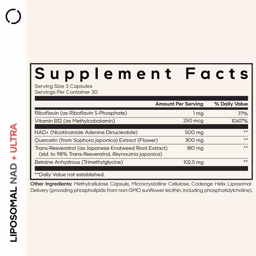 CODEAGE  Liposomal NAD+ Ultra with Resveratrol, Quercetin & B Vitamins