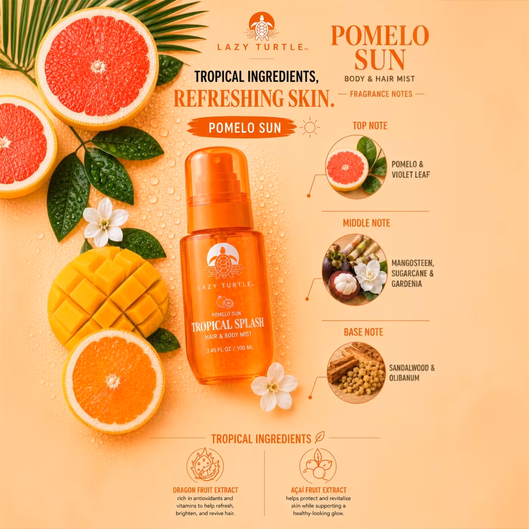 Lazy Turtle Beauty  Pomelo Sun Tropical Splash Hair and Body Mist