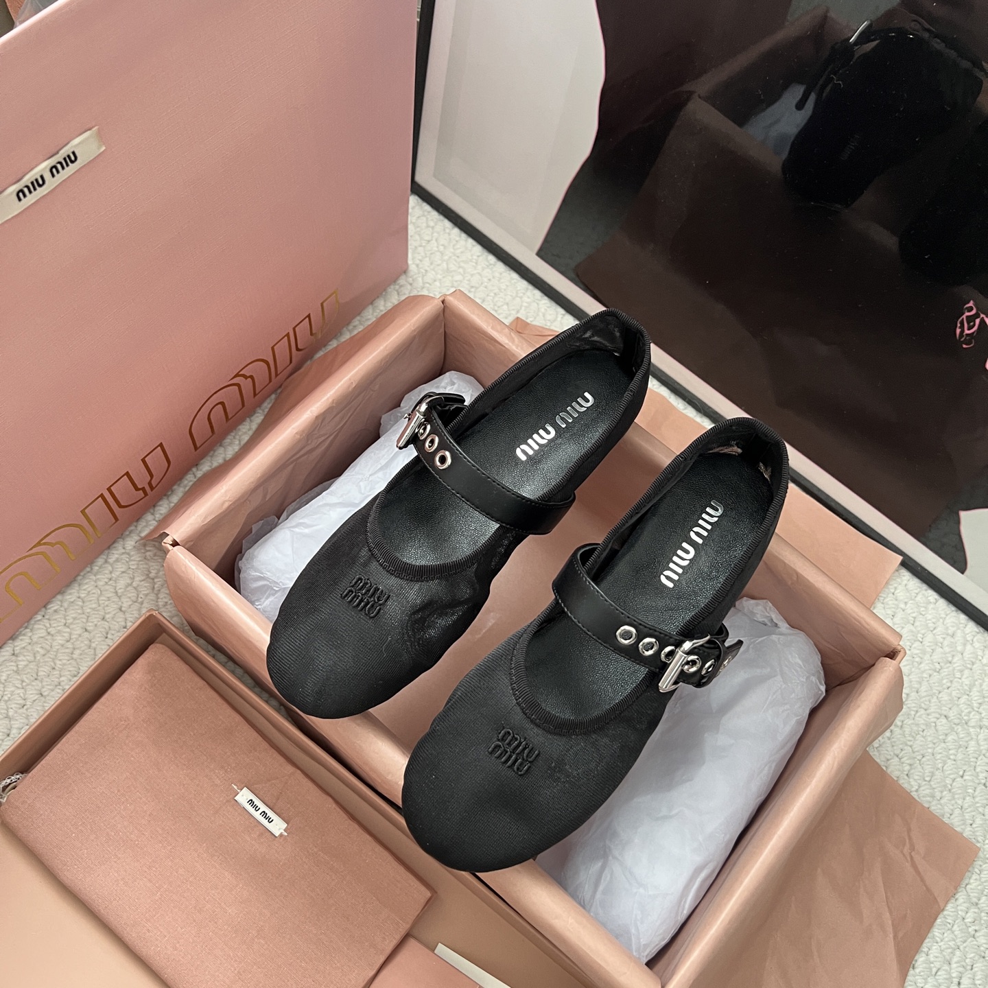 Miu Miu openwork mesh ballet flats