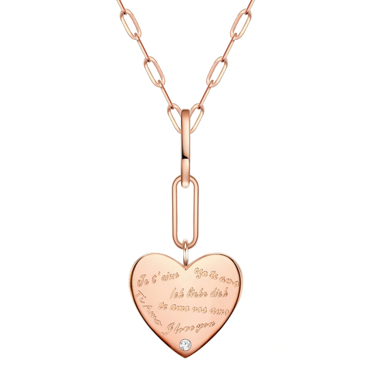 Halskette Herz Sterling Silber Zirkonia in Roségold