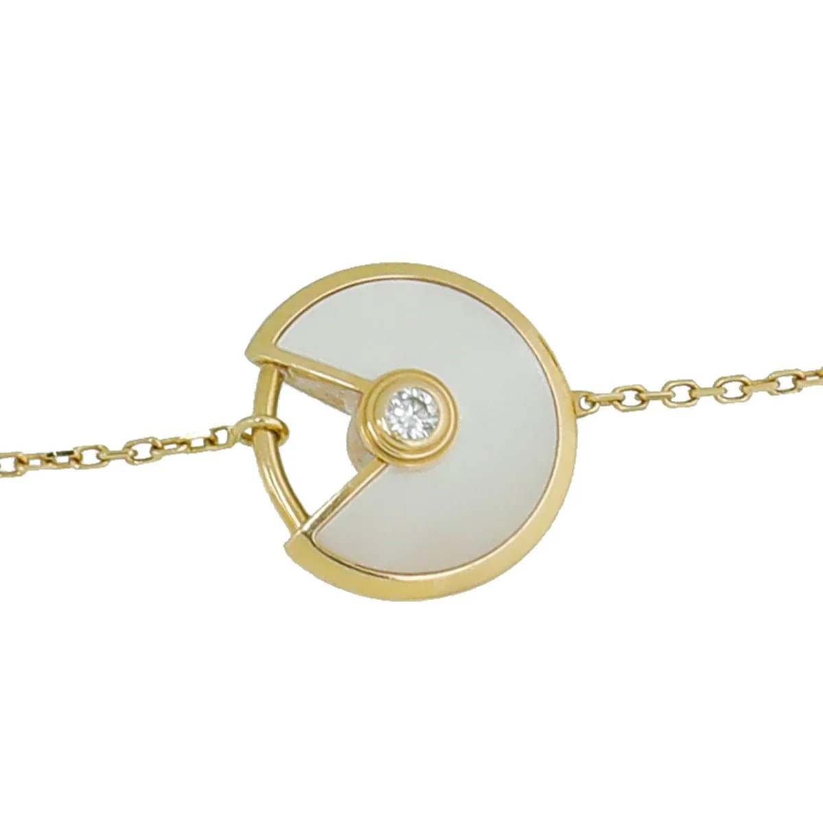 Cartier 18K Yellow Gold MOP Diamond Amulette De Cartier XS Model Bracelet