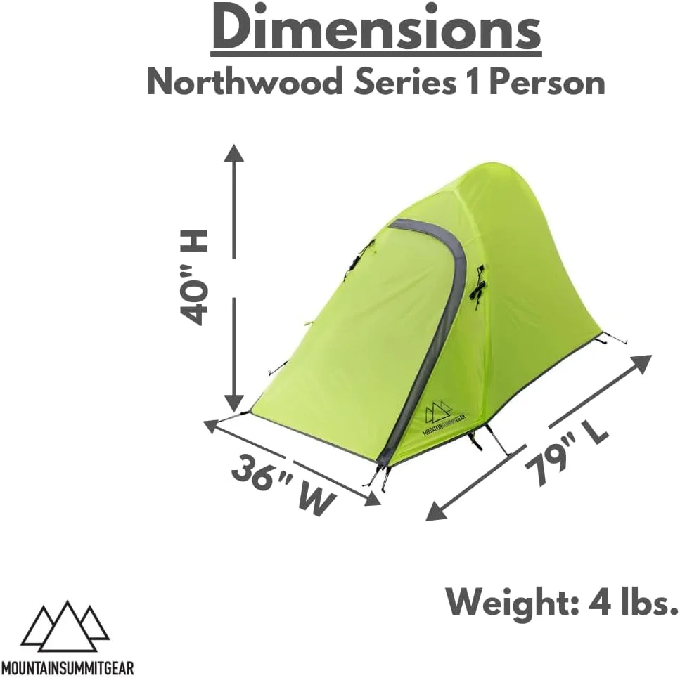 Northwood Series II Backpacking Tent - Lightweight Camping Tent with Water Resistant and Windproof Design (1 Person)