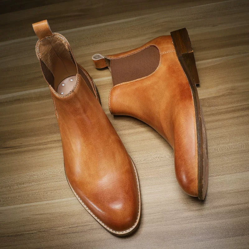 Men's handmade pointed chelsea boots