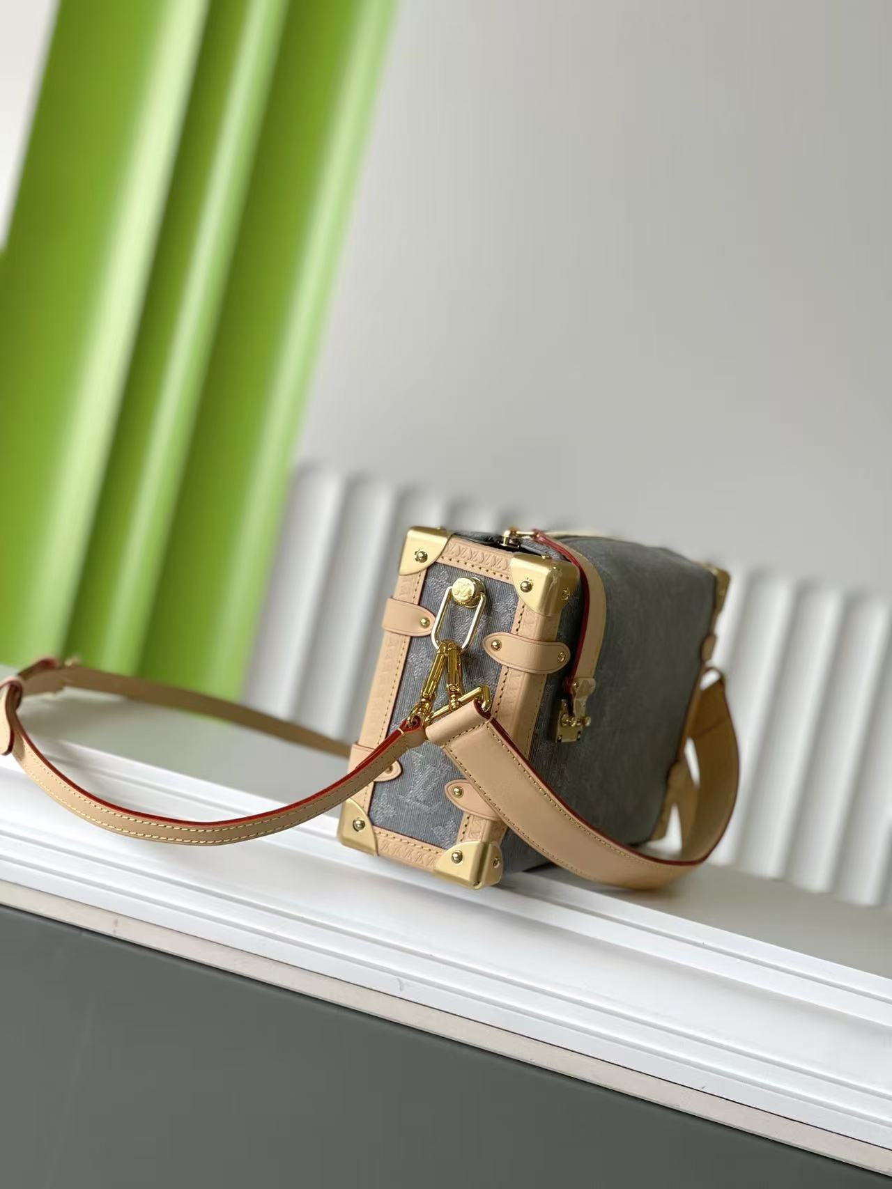 LV Side Trunk Denim Soft Box Bag