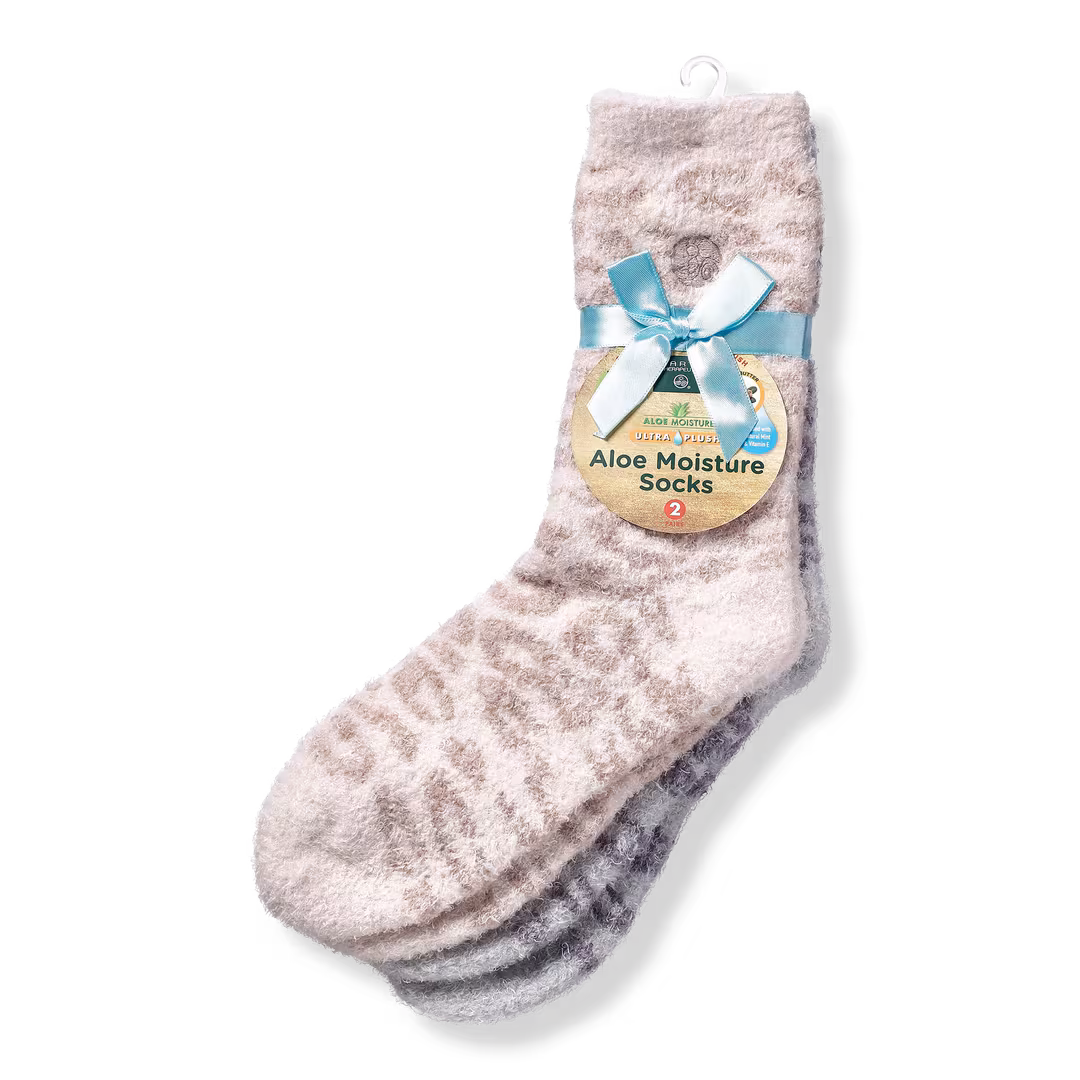 Earth Therapeutics  Leopard Aloe Moisture Luxury 2 Pack Socks