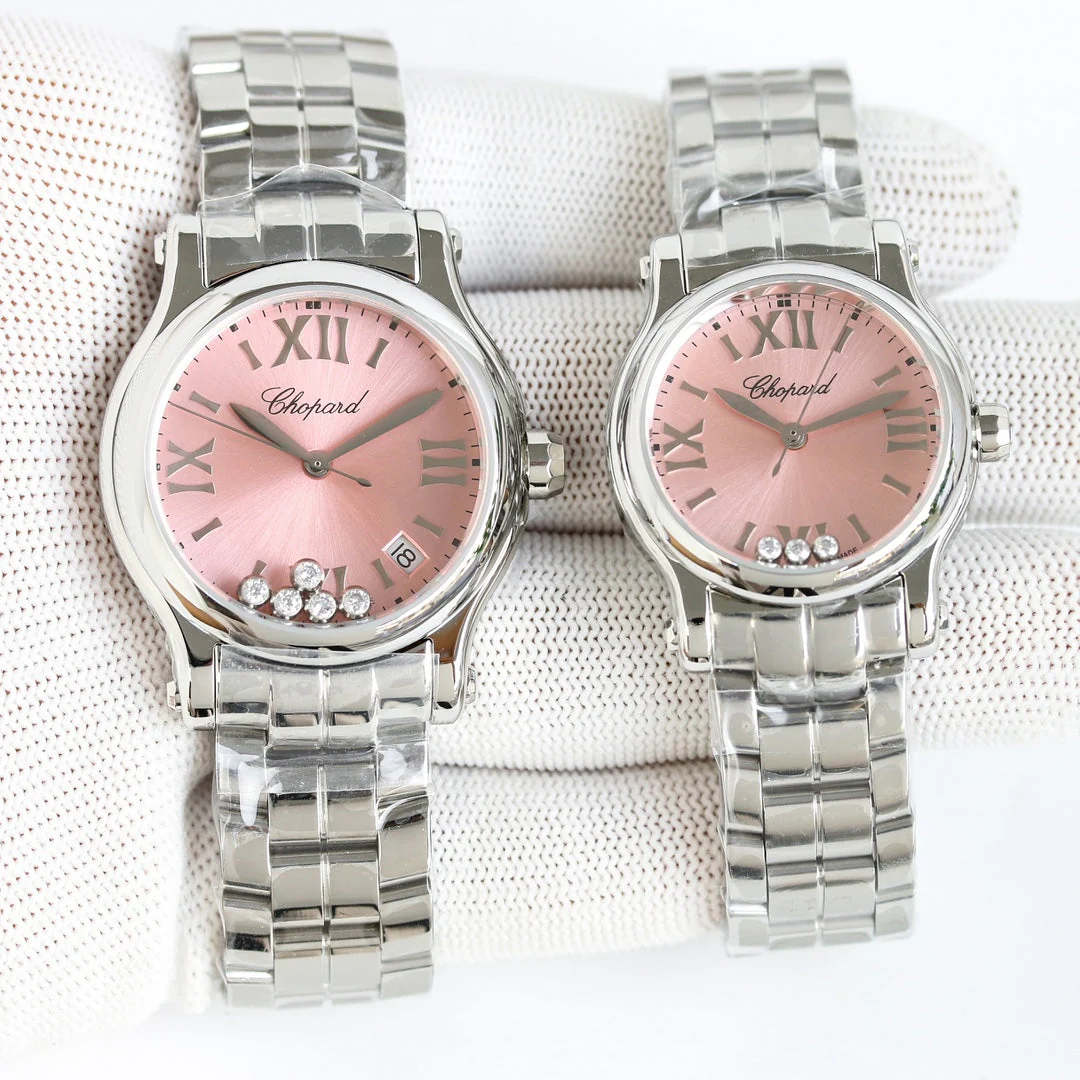 Cartier Watch Happy Diamond Silver Pink Dial