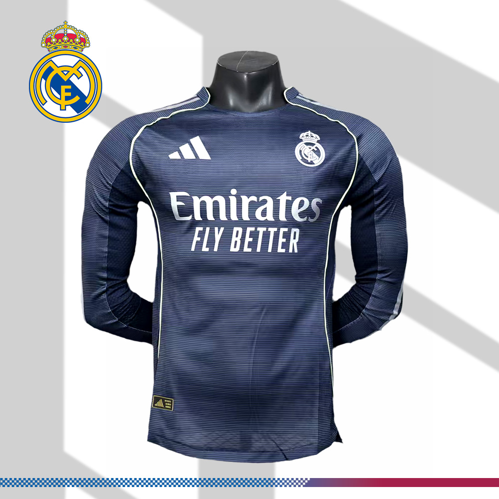2025/2026 Real Madrid Away Long Sleeve Football Shirt (Player Edition）