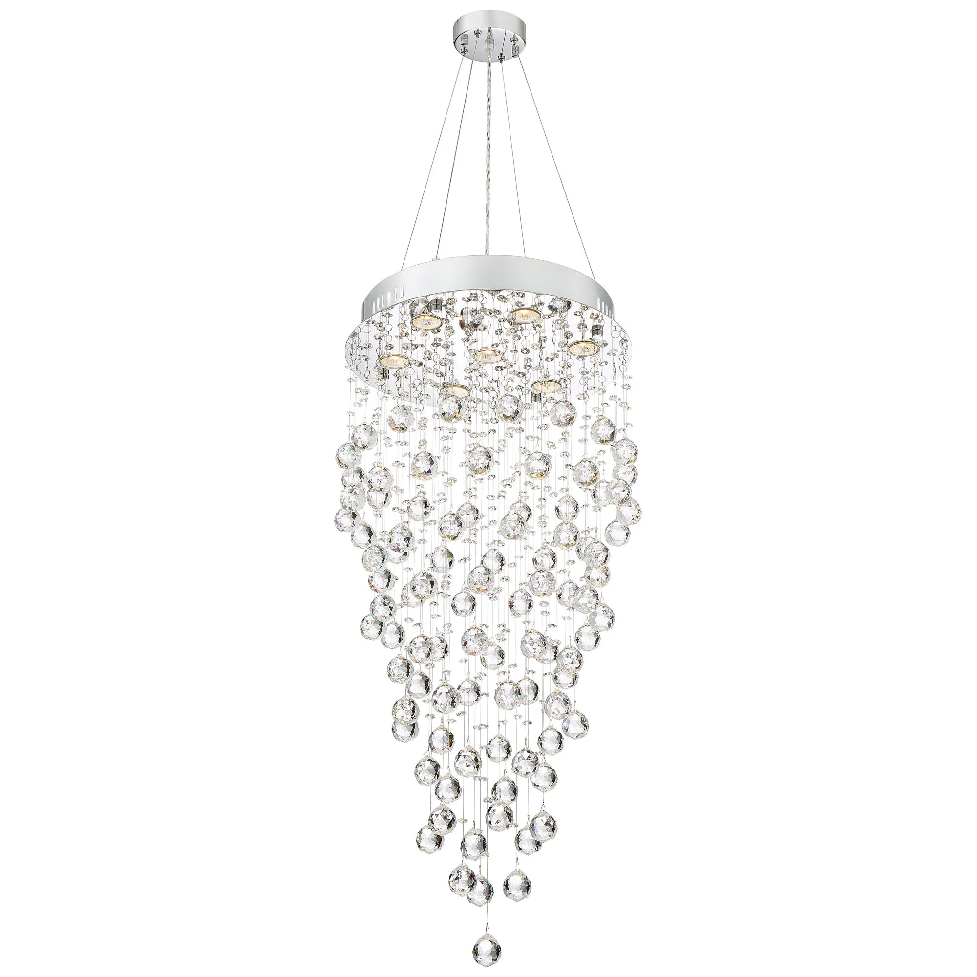 Vienna Full Spectrum Aida Chrome Chandelier Lighting 18" Wide Modern Pouring Crystal Glass Globes 7-Light Fixture for Dining Room House Kitchen Island