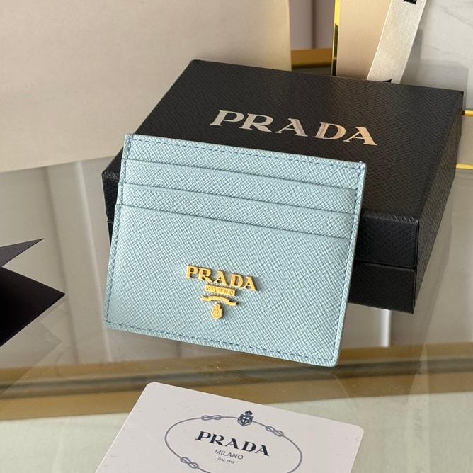 Prada 10 CARD HOLDER IN SKY BLUE CALFSKIN