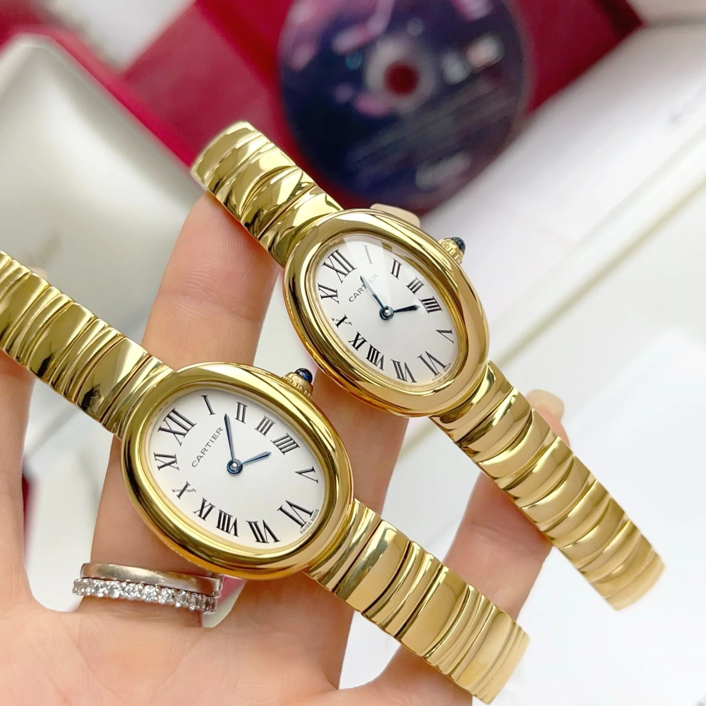 Cartier Watch Baignoire Gold White Dial