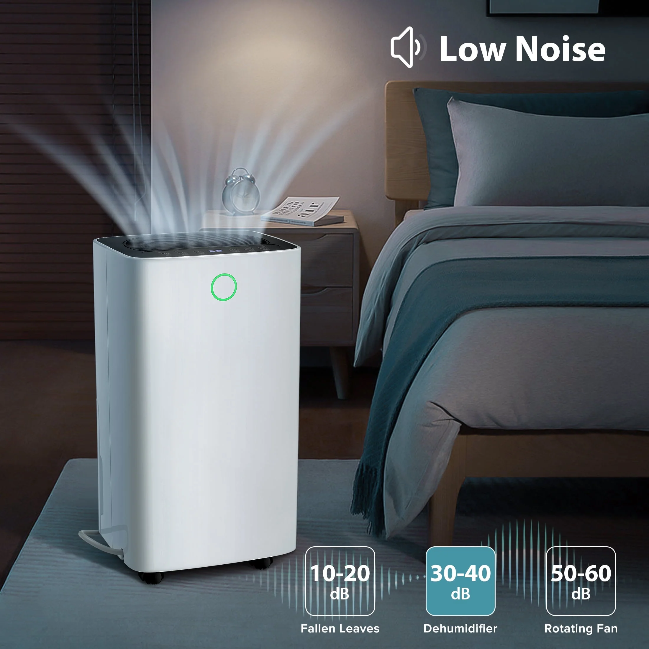 Auseo 30 Pint Dehumidifiers, 1000 Sq. Ft Dehumidifier with Drain Hose, 0.53 Gallon Water Tank, 3 Operation Modes, 24H Timer, Portable Dehumidifier for Basement/Bathroom/Laundry Room