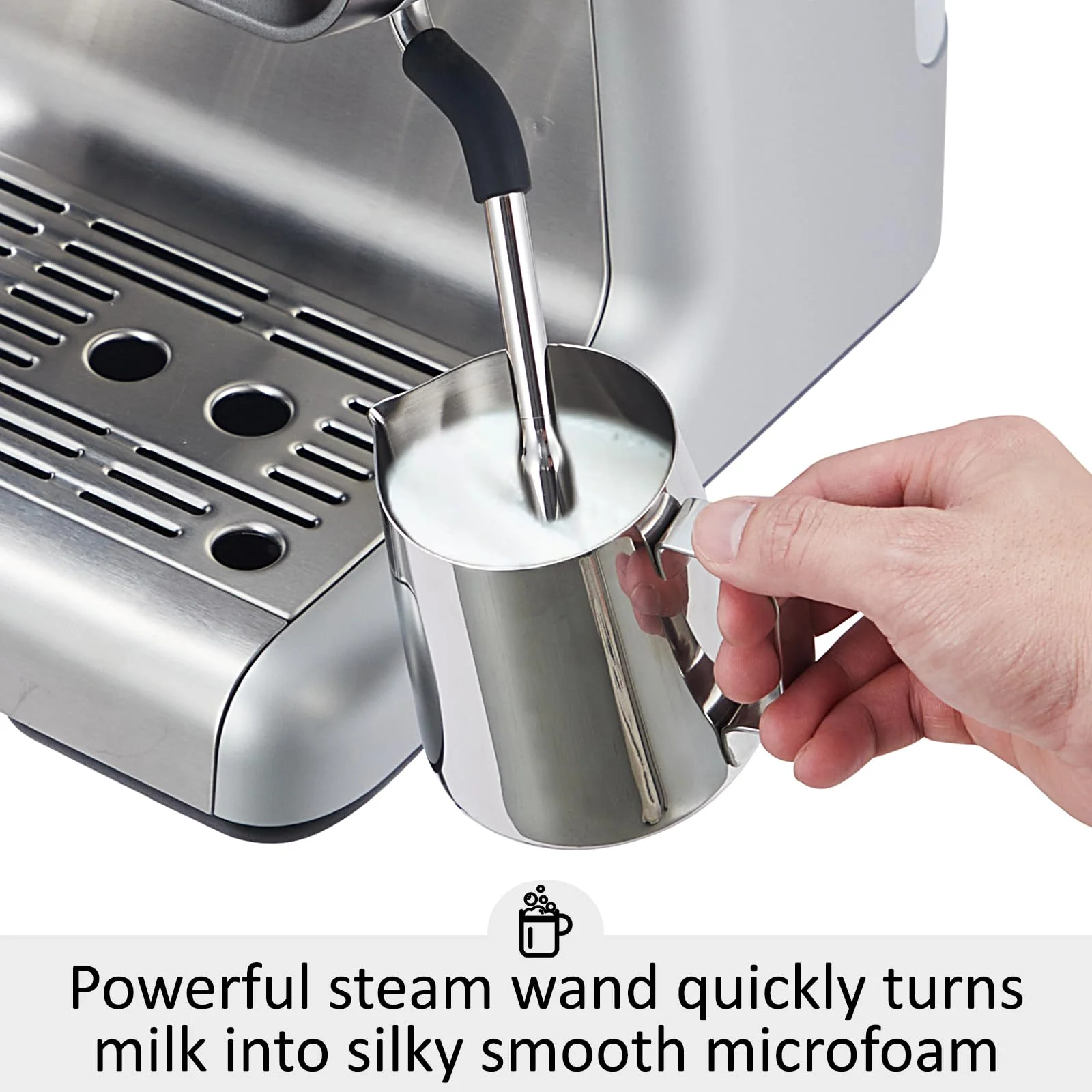 2024 New Espresso Machine with Grinder 20 Bar Pump, 2.8L Removable Water Tank Semi Automatic Coffee Maker with Grinder, Milk frother, Ideal for Small Families and Offices